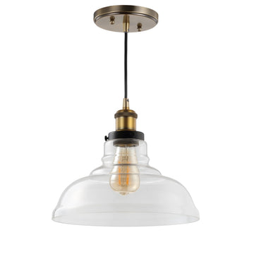 Litchfield 11" Farmhouse Metal/Glass LED Pendant - JONATHAN Y